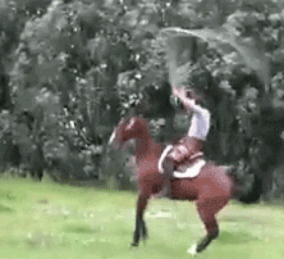 Rider flailing wildly on a bucking horse